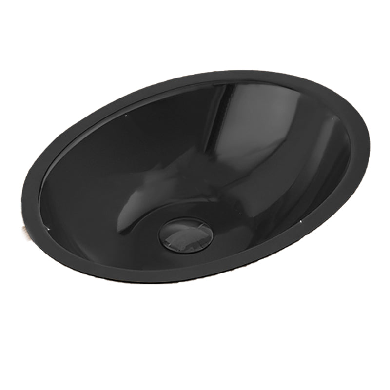 Oval Undermount Bathroom Sink Stainless Steel Shut-Off Valve Included Bathroom Sink