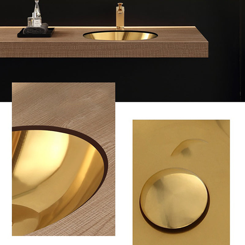 Oval Undermount Bathroom Sink Stainless Steel Shut-Off Valve Included Bathroom Sink
