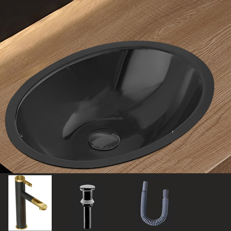 Oval Undermount Bathroom Sink Stainless Steel Shut-Off Valve Included Bathroom Sink