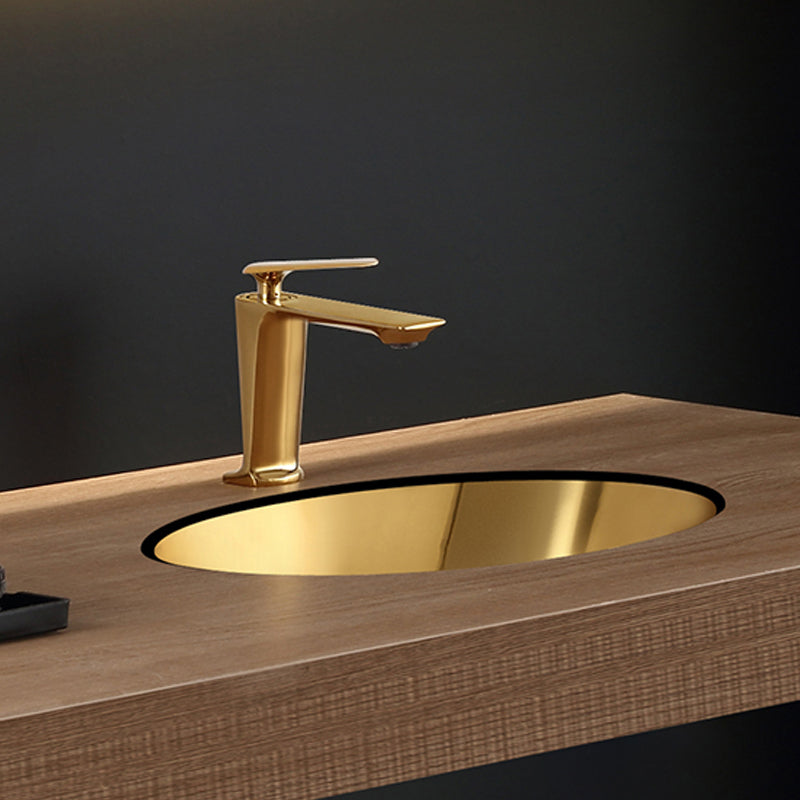 Oval Undermount Bathroom Sink Stainless Steel Shut-Off Valve Included Bathroom Sink