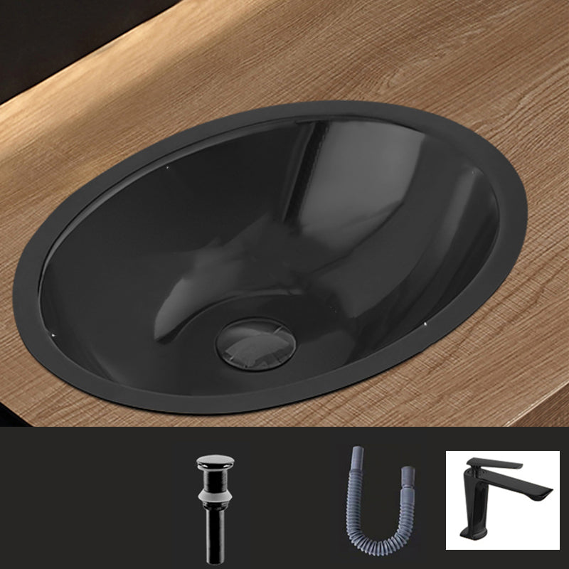 Oval Undermount Bathroom Sink Stainless Steel Shut-Off Valve Included Bathroom Sink