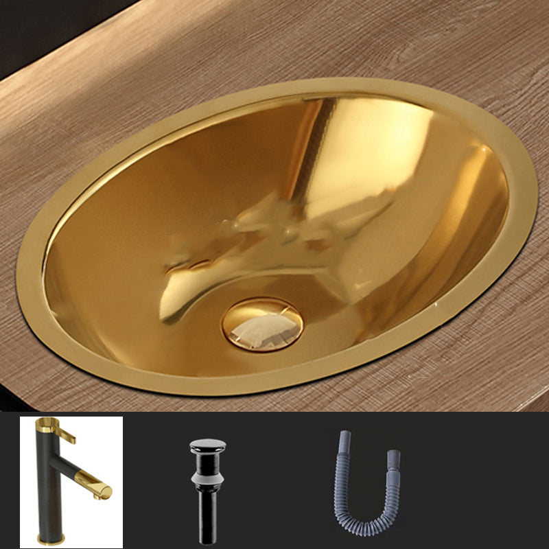 Oval Undermount Bathroom Sink Stainless Steel Shut-Off Valve Included Bathroom Sink