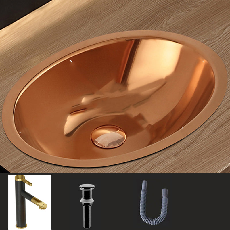 Oval Undermount Bathroom Sink Stainless Steel Shut-Off Valve Included Bathroom Sink