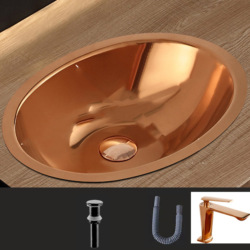 Oval Undermount Bathroom Sink Stainless Steel Shut-Off Valve Included Bathroom Sink