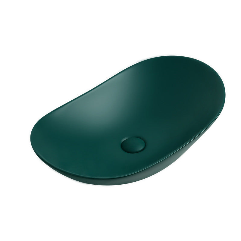 Modern Vessel Lavatory Sink Oval Porcelain with Faucet Vessel Sink