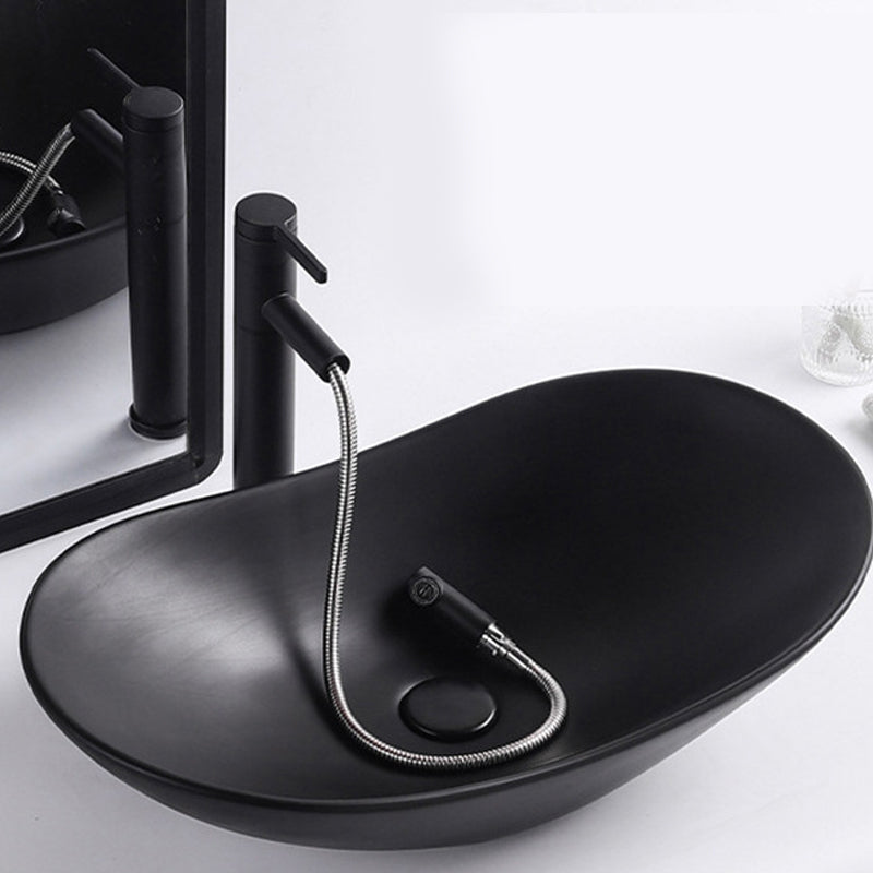 Modern Vessel Lavatory Sink Oval Porcelain with Faucet Vessel Sink