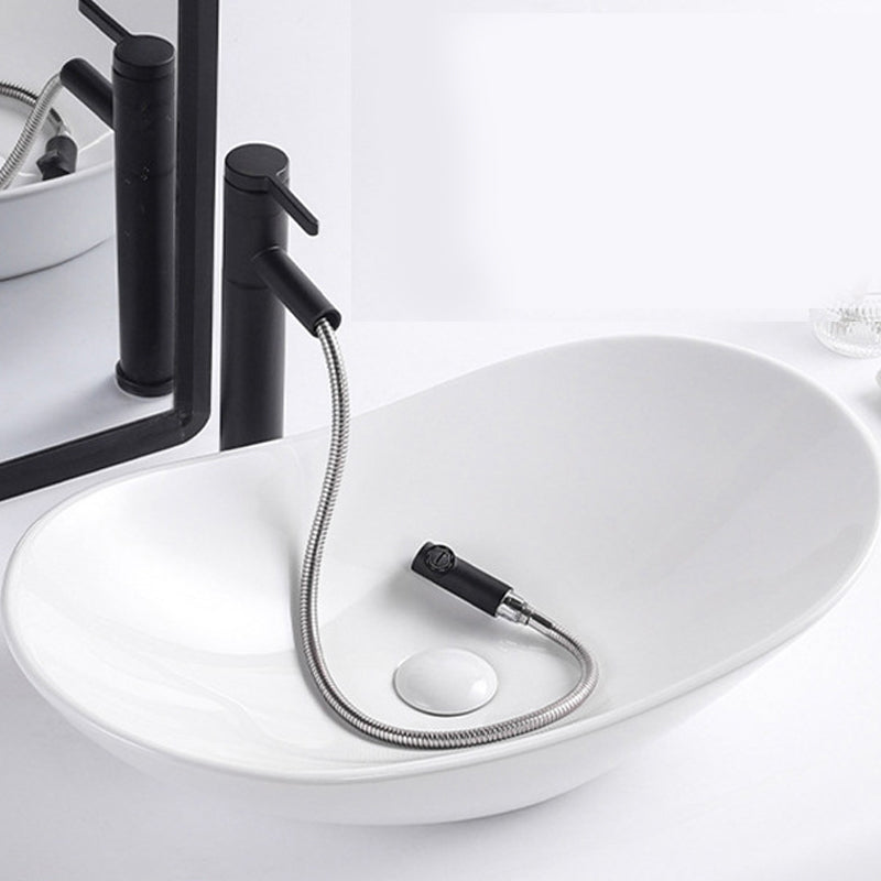 Modern Vessel Lavatory Sink Oval Porcelain with Faucet Vessel Sink