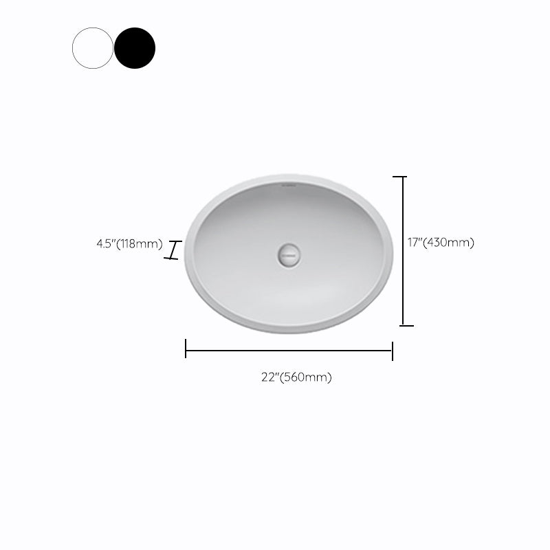 Oval Porcelain Vessel Sink Modern Bathroom Sink with Overflow(Not Including Faucet)