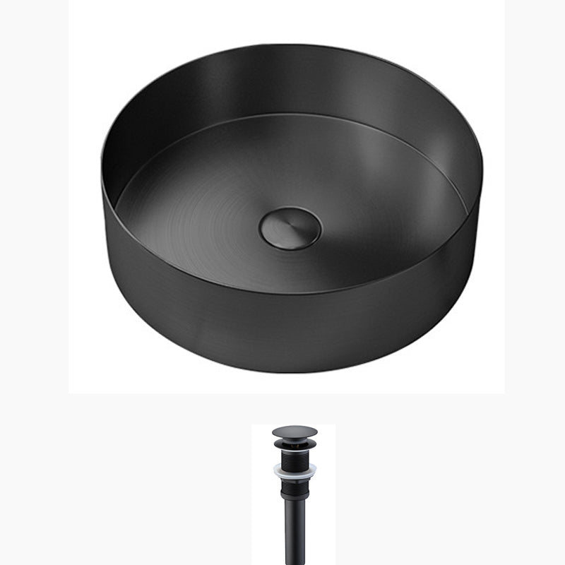Modern Black Bathroom Sink Metal Round Vessel Bathroom Sink (Not Including Faucet)