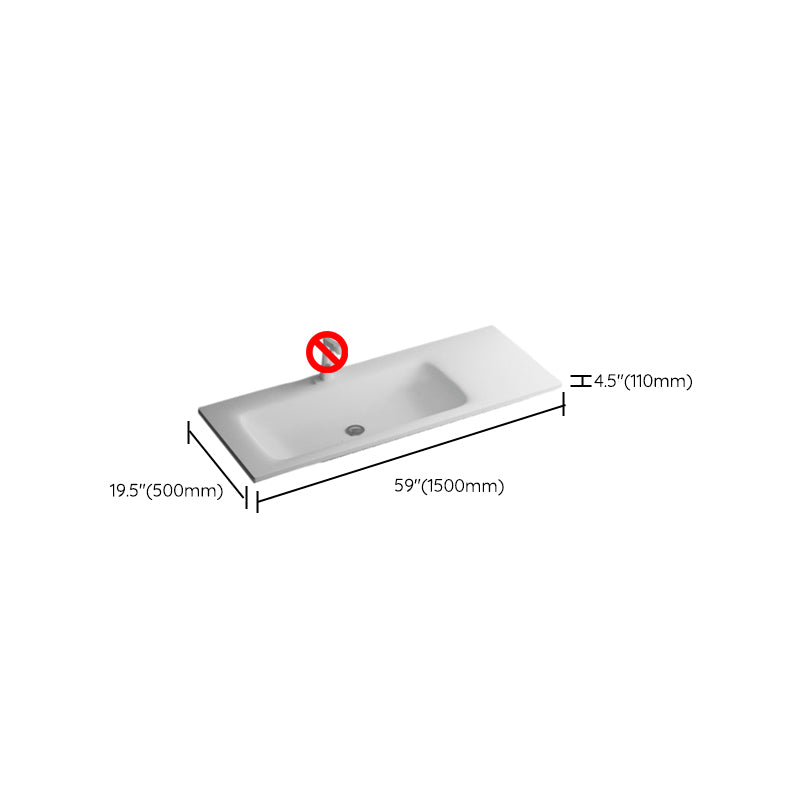 Modern Bathroom Sink Rectangular Wall Mount Bathroom Sink (Not Including Faucet)
