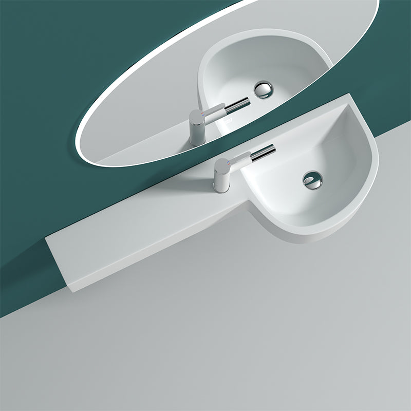 Modern Bathroom Sink Man Made Rock Specialty Wall Mount Bathroom Sink without Faucet