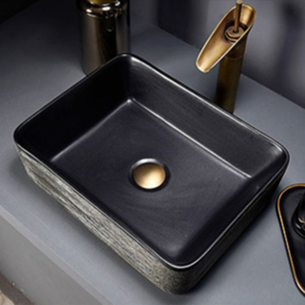 Modern Bathroom Sink Black Oval Ceramic Bathroom Sink with Faucet