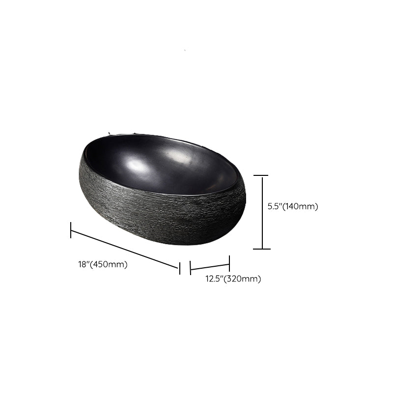 Modern Bathroom Sink Black Oval Ceramic Bathroom Sink with Faucet
