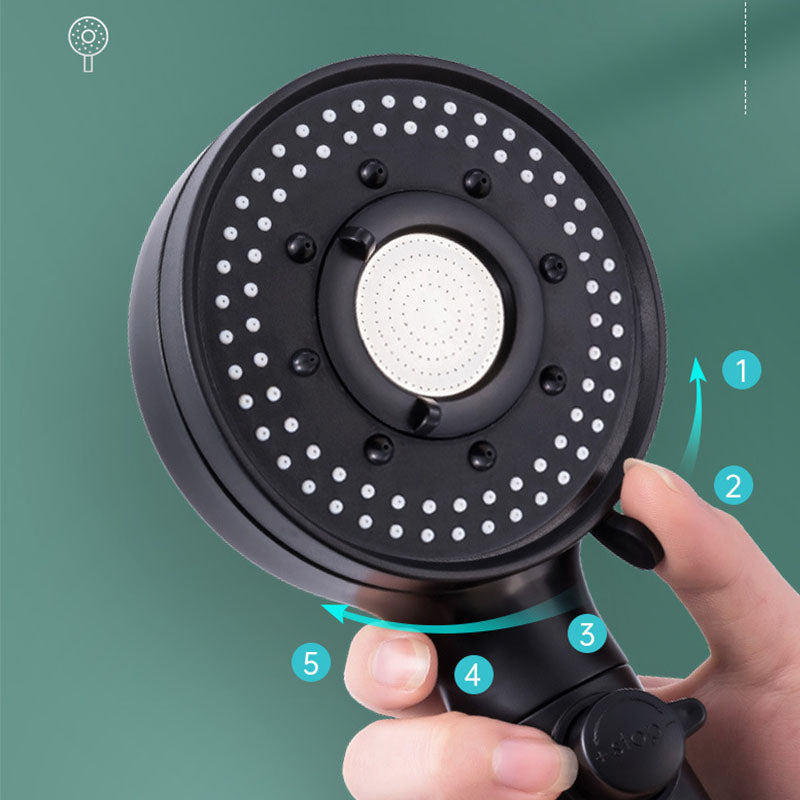 Contemporary Shower Head Combo Handheld Shower Head Plastic Wall-Mount Black Shower Head