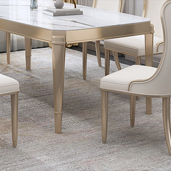 Modern 1/2/5/7 Pieces Dining Room Table Stone Rectangle Furniture in White