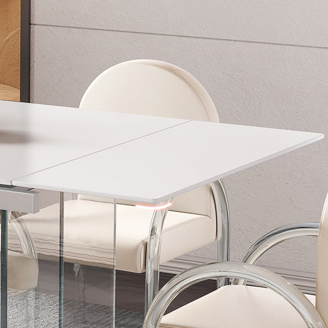 Contemporary 1/4/5/7 Pieces Furniture Rectangle Stone Dining Set in White