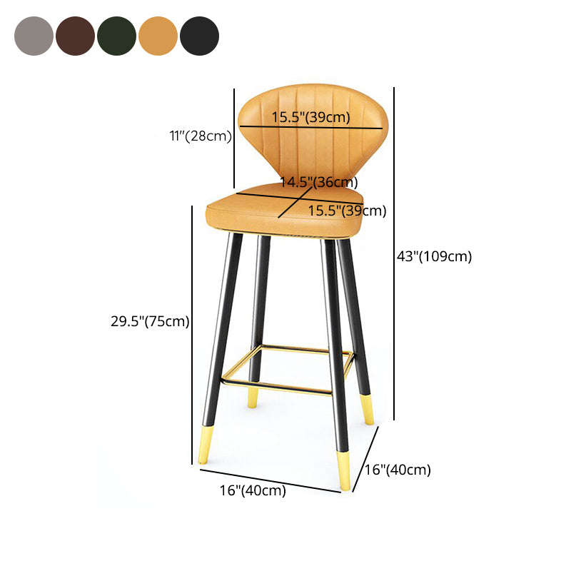 Scandinavian Swivel Leather Counter Stools Black Low Back Bar Stools with Footrest