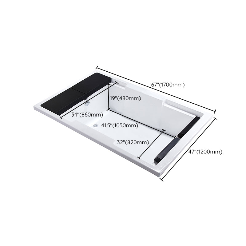Modern Freestanding Bath Acrylic Soaking Square Back to Wall Bathtub