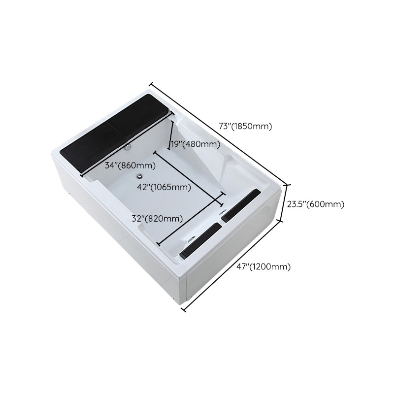 Modern Freestanding Bath Acrylic Soaking Square Back to Wall Bathtub