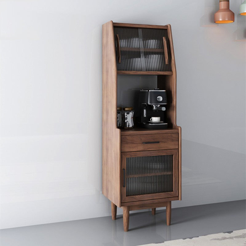 Pine Contemporary Storage Cabinet Glass Doors Dining Hutch with Drawers