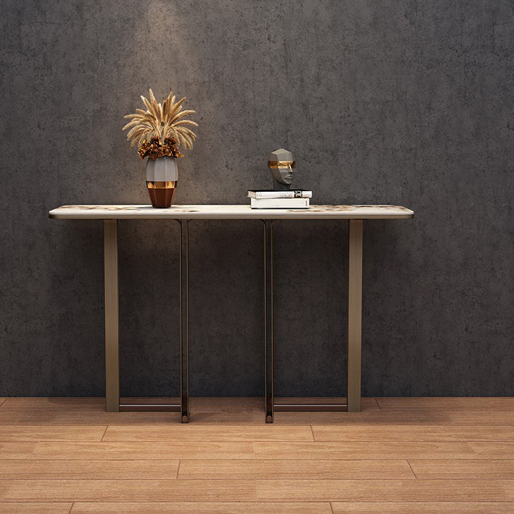 Stone Rectangle Console Table 1 Shelf 33.46" Tall End Table for Hall