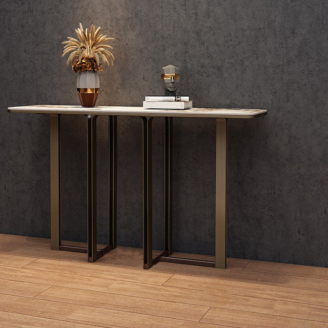Stone Rectangle Console Table 1 Shelf 33.46" Tall End Table for Hall