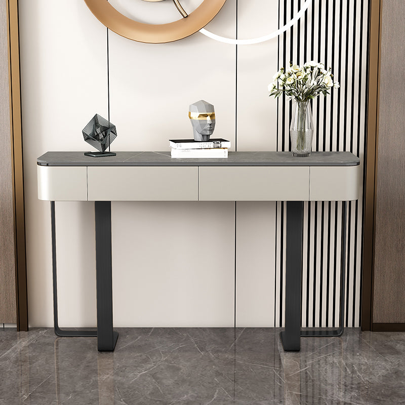 2 Drawers Console Table Modern Stone Accent Table for Hall , 33.46" Tall