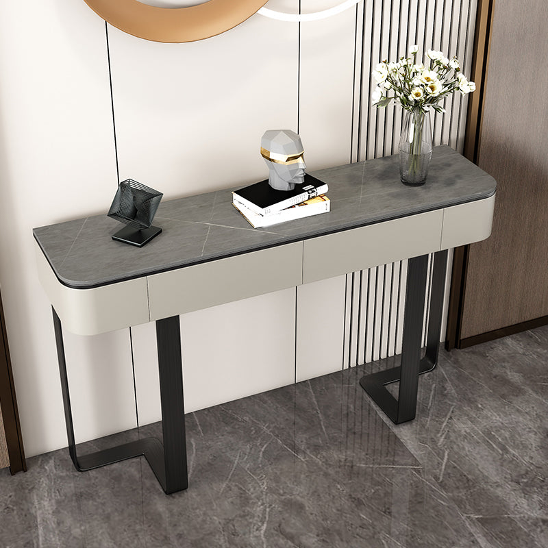 2 Drawers Console Table Modern Stone Accent Table for Hall , 33.46" Tall