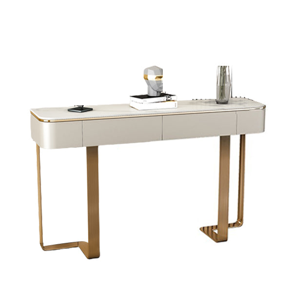 2 Drawers Console Table Modern Stone Accent Table for Hall , 33.46" Tall
