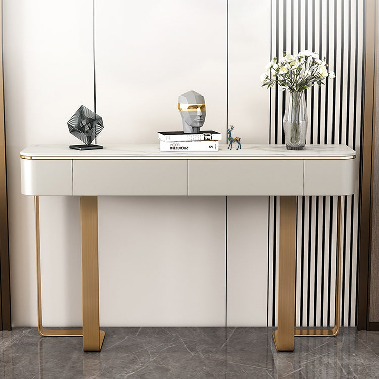 2 Drawers Console Table Modern Stone Accent Table for Hall , 33.46" Tall