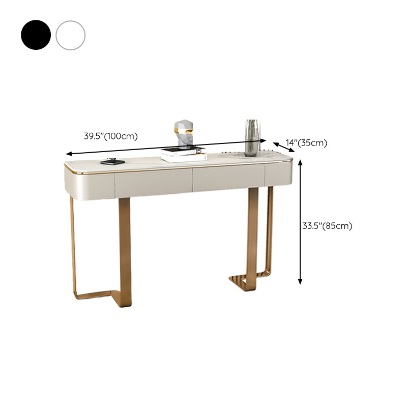 2 Drawers Console Table Modern Stone Accent Table for Hall , 33.46" Tall