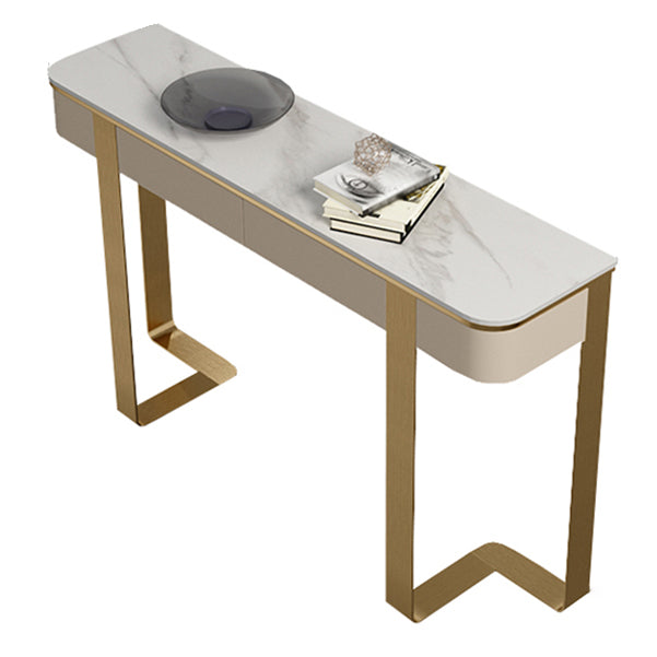 Glam Stone Half Moon Console Table 13.78" Wide 1-shelf Accent Table