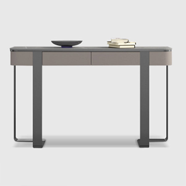 Glam Stone Half Moon Console Table 13.78" Wide 1-shelf Accent Table