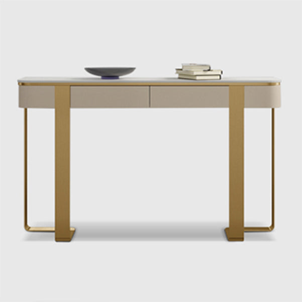 Glam Stone Half Moon Console Table 13.78" Wide 1-shelf Accent Table