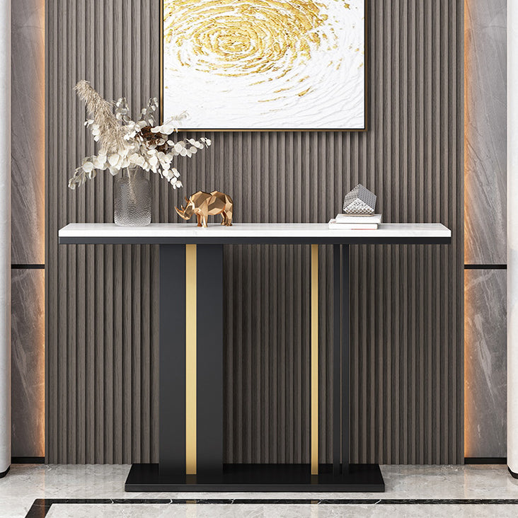 Modern Stone Console Table 1 Shelf 31.5" Tall End Table for Hall