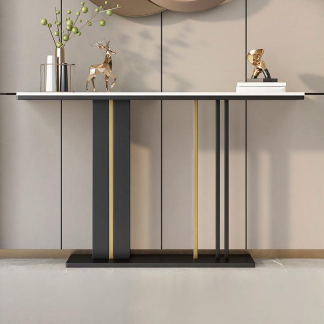 Modern Stone Console Table 1 Shelf 31.5" Tall End Table for Hall
