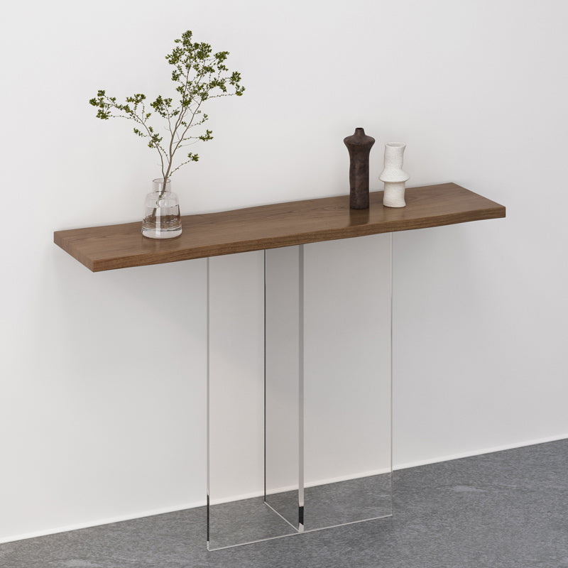 Solid Wood Rectangle Accent Table 31.5-inch Tall End Table with Acrylic Leg