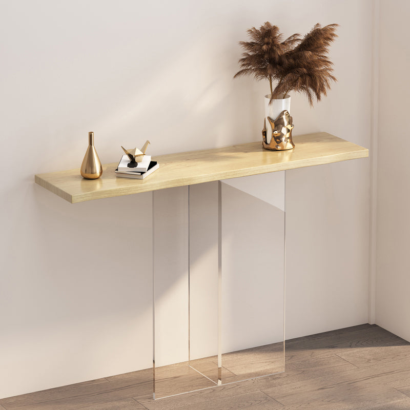 Solid Wood Rectangle Accent Table 31.5-inch Tall End Table with Acrylic Leg