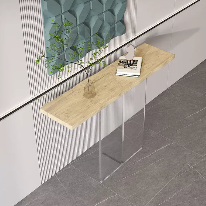 Solid Wood Rectangle Accent Table 31.5-inch Tall End Table with Acrylic Leg