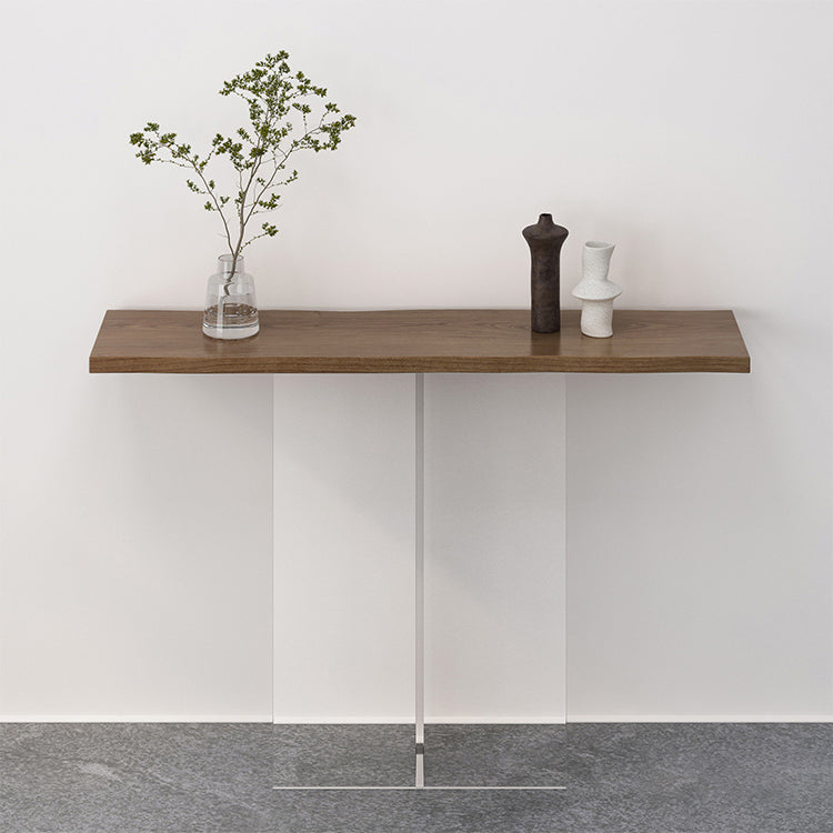 Solid Wood Rectangle Accent Table 31.5-inch Tall End Table with Acrylic Leg