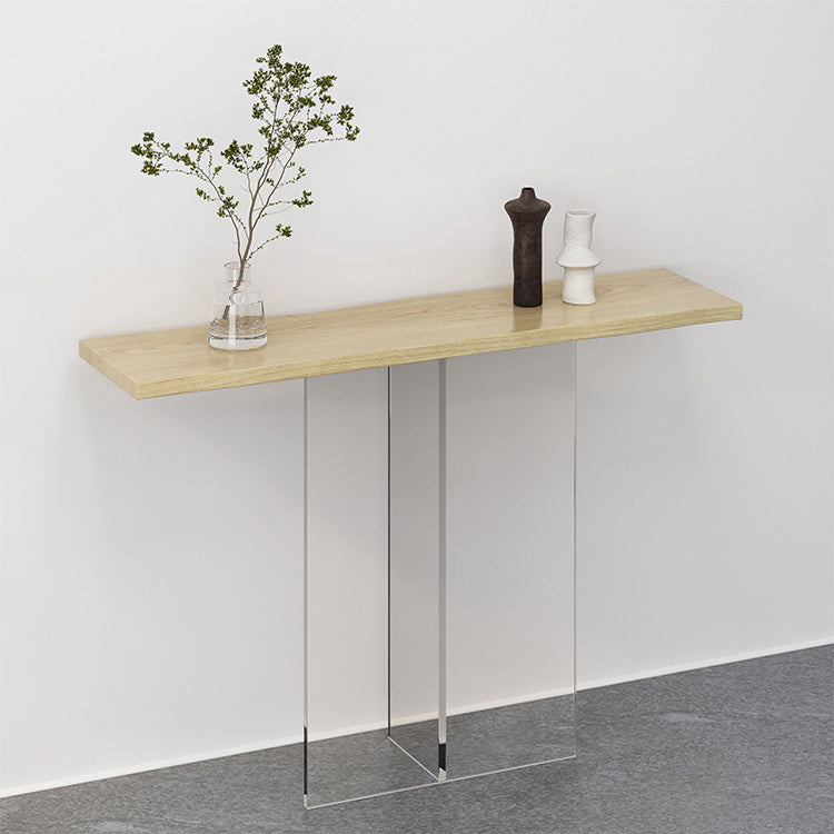 Solid Wood Rectangle Accent Table 31.5-inch Tall End Table with Acrylic Leg