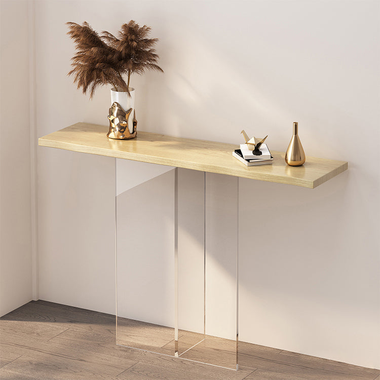 Solid Wood Rectangle Accent Table 31.5-inch Tall End Table with Acrylic Leg