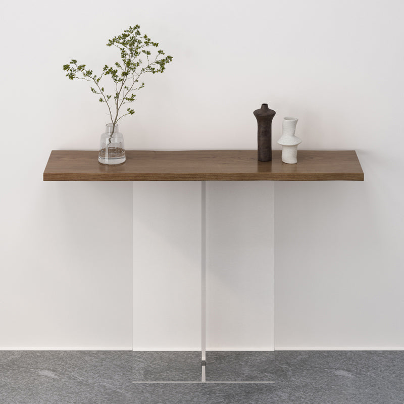 Solid Wood Rectangle Accent Table 31.5-inch Tall End Table with Acrylic Leg