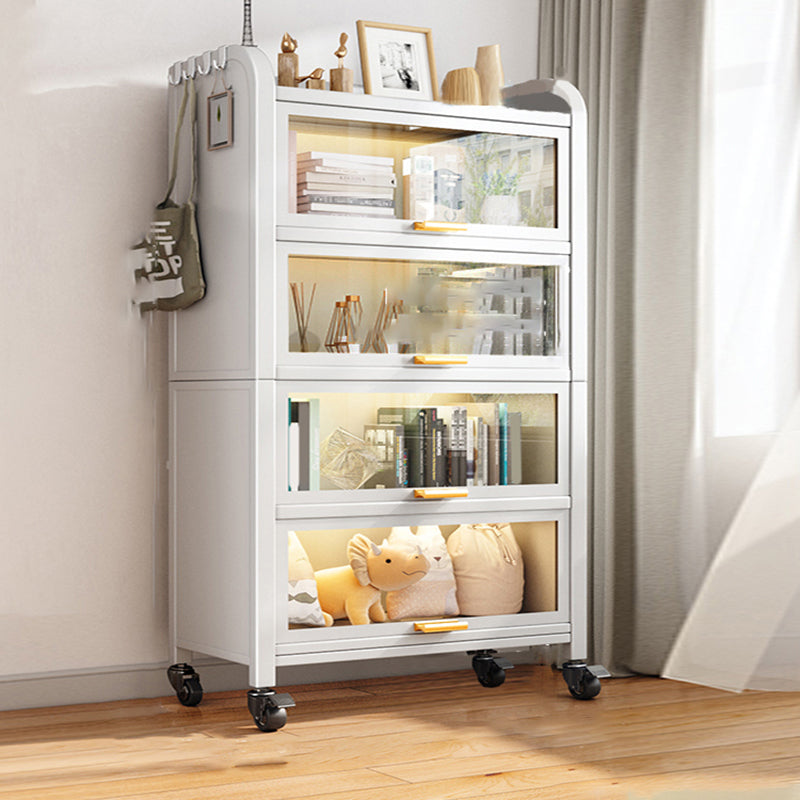 Closed Back Standard Bookcase Glam Metal Bookshelf with Doors