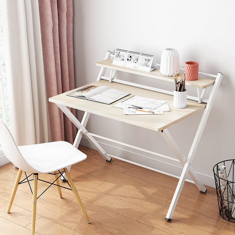 Solid Wood Children's Desk Home Desk with Chair Set with Storage Shelves