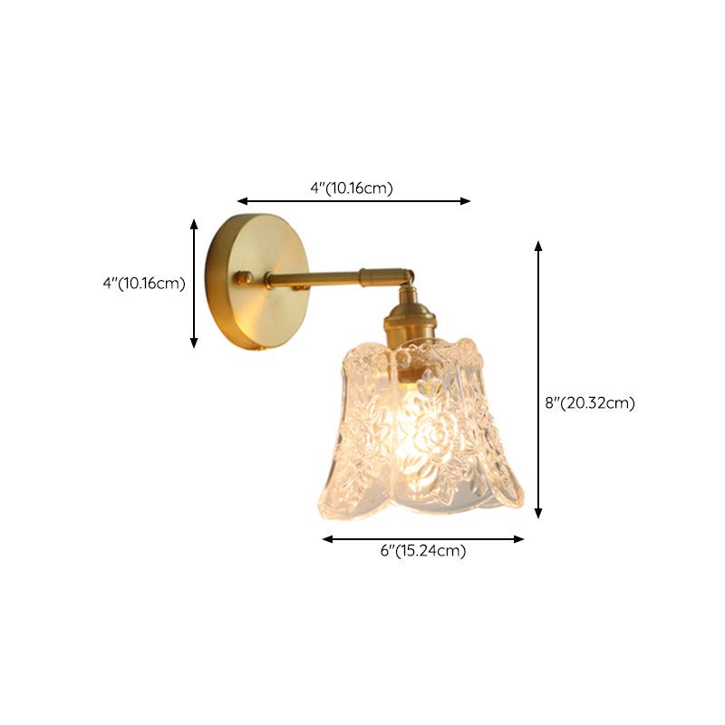 Flower Shape Wall Mount Lamp Modern Style Glass 1 Light Sconce Lamp in Clear