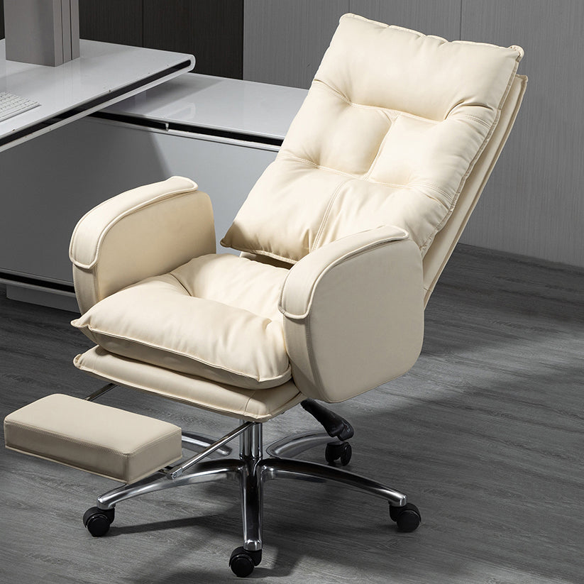 Armless Chair Modern No Distressing Leather Ergonomic Office Chair with Wheels