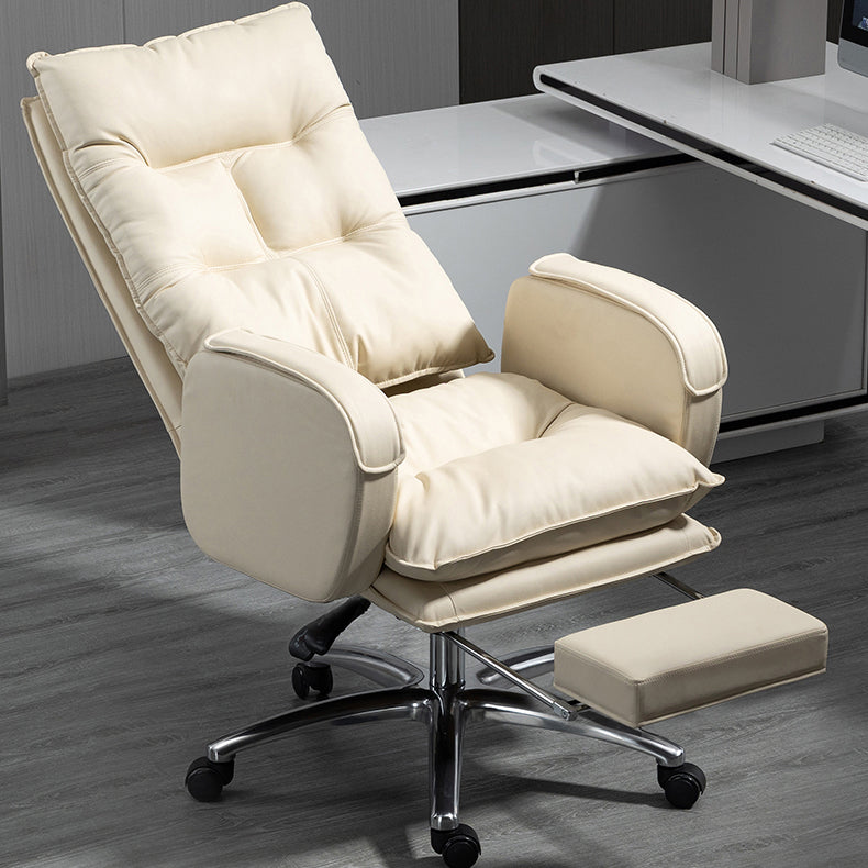 Armless Chair Modern No Distressing Leather Ergonomic Office Chair with Wheels