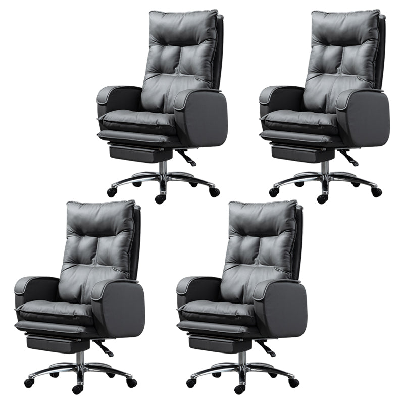 Armless Chair Modern No Distressing Leather Ergonomic Office Chair with Wheels