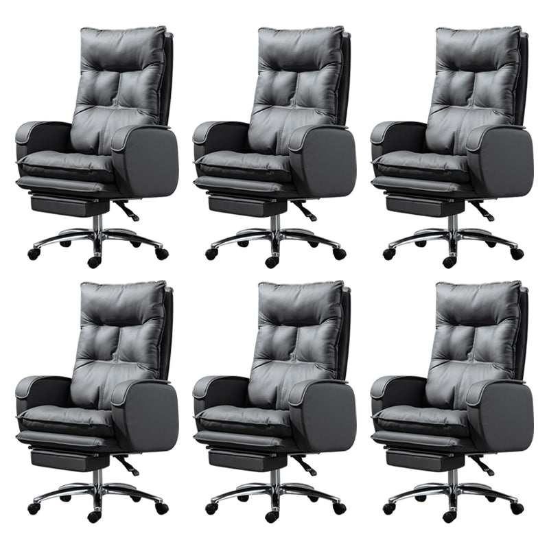 Armless Chair Modern No Distressing Leather Ergonomic Office Chair with Wheels